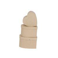 Assortiment 3 boîtes coeurs en papier mâché à décorer - Décopatch
