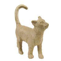 Chat marchant 12 cm en papier mâché à décorer - Décopatch