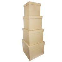 Assortiment 4 boîtes carrées en papier mâché à décorer - Décopatch
