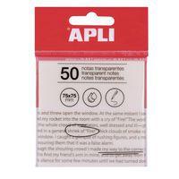 Bloc 50 feuilles notes adhésives transparentes 75x75 mm blanc - Apli