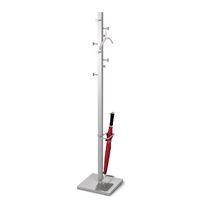 Portemanteau 8 patères et porte-parapluies en acier argent - Image 2