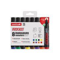 Pochette 8 marqueurs permanents ogive prockey assortis - Uni-ball