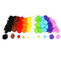 Sachet 300 pompons arc-en-ciel ø 1,5 à 3,5 cm