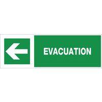 Panneau d'évacuation-secours - Évacuation flèche à gauche - Rigide