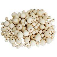 Seau de 600 perles rondes bois naturel, tailles assorties - Image 2
