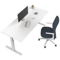 Bureau droit Kelli avec pied en T Blanc 180 cm Manivelle droite thumbnail image 3