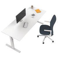 Bureau droit Kelli avec pied en T Blanc 200 cm Manivelle droite thumbnail image 3