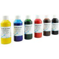 Set de 6 flacons d'encre de Chine 250ml, couleurs assorties