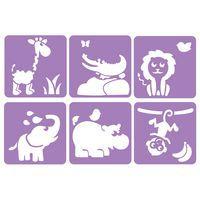 Lot de 6 pochoirs animaux de la savane 14 x 14 cm - Image principale