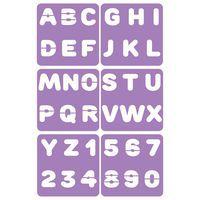 Lot de 6 pochoirs lettres et chiffres 14 x 14 cm - Image principale