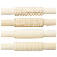 Lot de 4 rouleaux en bois à empreintes 21 cm