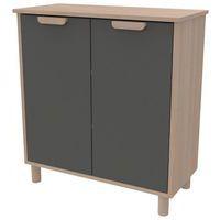 Meuble étagères Filou  avec portes sur pieds gris onyx - Image principale