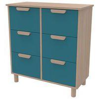 Meuble Filou  6 tiroirs sur pieds turquoise - Image principale
