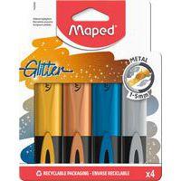 Boîte 4 surligneurs glitter métal couleurs assorties - Maped
