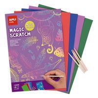 Pochette 8 cartes à gratter A4 multicolore 4 bâtonnets - Image principale