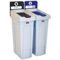 Station de recyclage Slim Jim 174L FR Noir et couvercle bouteilles Bleu - Image 2