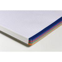Cahier reliure intégrale 22,5x29,7cm 160p Q.5x5 cadré 4 couleurs de bandes perfo4 trous - Image 3