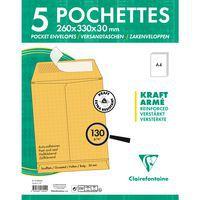 5 pochettes soufflet 260x330x30 Kraft armé 130g ss film - Image 2