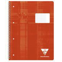 Cahier reliure intégrale 22,5x29,7cm 160p Q.5x5 + marge à droite (N°26) CouvRouge perfo4 trous - Image principale