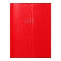 Protège-cahier+Marque-page grain madras 22/100ème 24x32 rouge + porte étiquette - Image principale