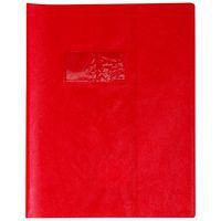 Protège-cahier grain cuir 20/100ème 17x22 rouge + porte étiquette - Image principale