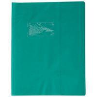 Protège-cahier grain cuir 20/100ème 17x22 vert + porte étiquette - Image principale