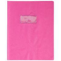 Protège-cahier grain cuir 20/100ème 17x22 rose + porte étiquette - Image principale