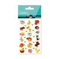 Etui 28 stickers 3d cooky 1 planche animaux de la ferme - Maildor
