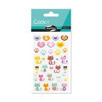 Etui 31 stickers 3d cooky 1 planche chats/coeurs - Maildor