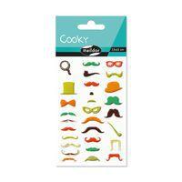 Etui 29 stickers 3d cooky 1 planche moustaches - Maildor