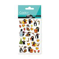 Etui 28 stickers 3d cooky 1 planche noël pingouins - Maildor