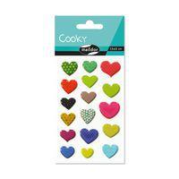Etui 17 stickers 3d cooky 1 planche coeurs à motifs - Maildor
