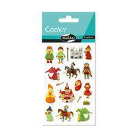 Etui 18 stickers 3d cooky 1 planche chevaliers - Maildor