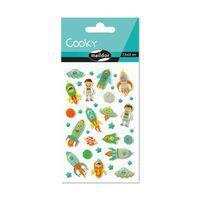 Etui 35 stickers 3d cooky 1 planche fusées spatiales - Maildor