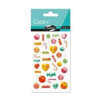Etui 34 stickers 3d cooky 1 planche kawaï bonbons - Maildor