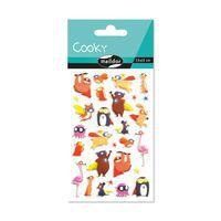 Etui 28 stickers 3d cooky 1 planche animaux super héros - Maildor