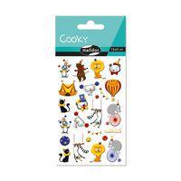 Etui 25 stickers 3d cooky 1 planche cirque - Maildor