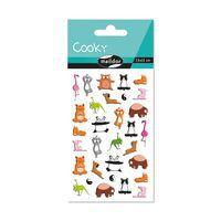 Etui 25 stickers 3d cooky 1 planche animaux yoga - Maildor