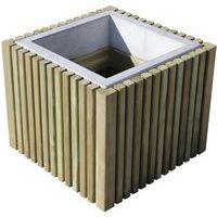 Jardinière Prométhée 60 x 60 x 50 cm - pin / ornement béton gris - Image principale