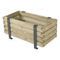 Jardinière Lycos 100x51x48cm pin piètement acier galva laqué gris 7016 - Image principale