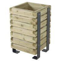 Poubelle Mylos 50L - pin piètement acier galva laqué gris - bac acier galva - Image 2