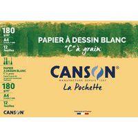 Pochette CANSON® papier à dessin blanc C à grain® A4 12 feuilles 180g/m² - Image principale