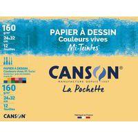 pochette CANSON® papier dessin couleur mi-teintes® vives 24x32cm 12 feuilles 160g/m² - Image principale