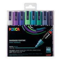 Set 8 markers pointe moyenne couleurs froides - Posca