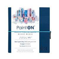 Carnet Paint'ON cousu double PU à élastique 14x14cm 64p 250g blanc à grain - Image principale