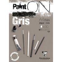 Bloc 30 feuilles PaintON Gris 250g - Clairefontaine