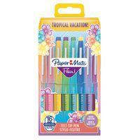 Pochette de 16 Paper Mate Flair Feutres de Coloriage, pointe moyenne 0,7 mm Couleurs tropicales et assorties - Image principale