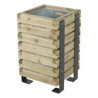 Poubelle Mylos 50L - pin piètement acier galva laqué gris - bac acier galva - Image principale