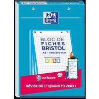 OXFORD Bloc de Fiches Bristol 2.0 A5 Petits Carreaux 5mm 30 Fiches Collées Bords Colorés Assortis thumbnail image 4