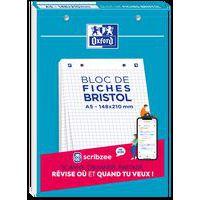 Bloc de 30 fiches bristol A5 petits carreaux 5mm blanches perforées - Oxford - Image principale